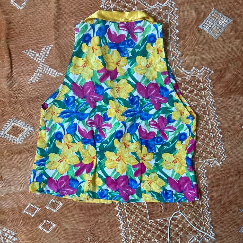 Vintage Victoria’s Secret Satin Floral Vest – Bright Yellow Collar, Medium, 90s - Picture 4 of 4